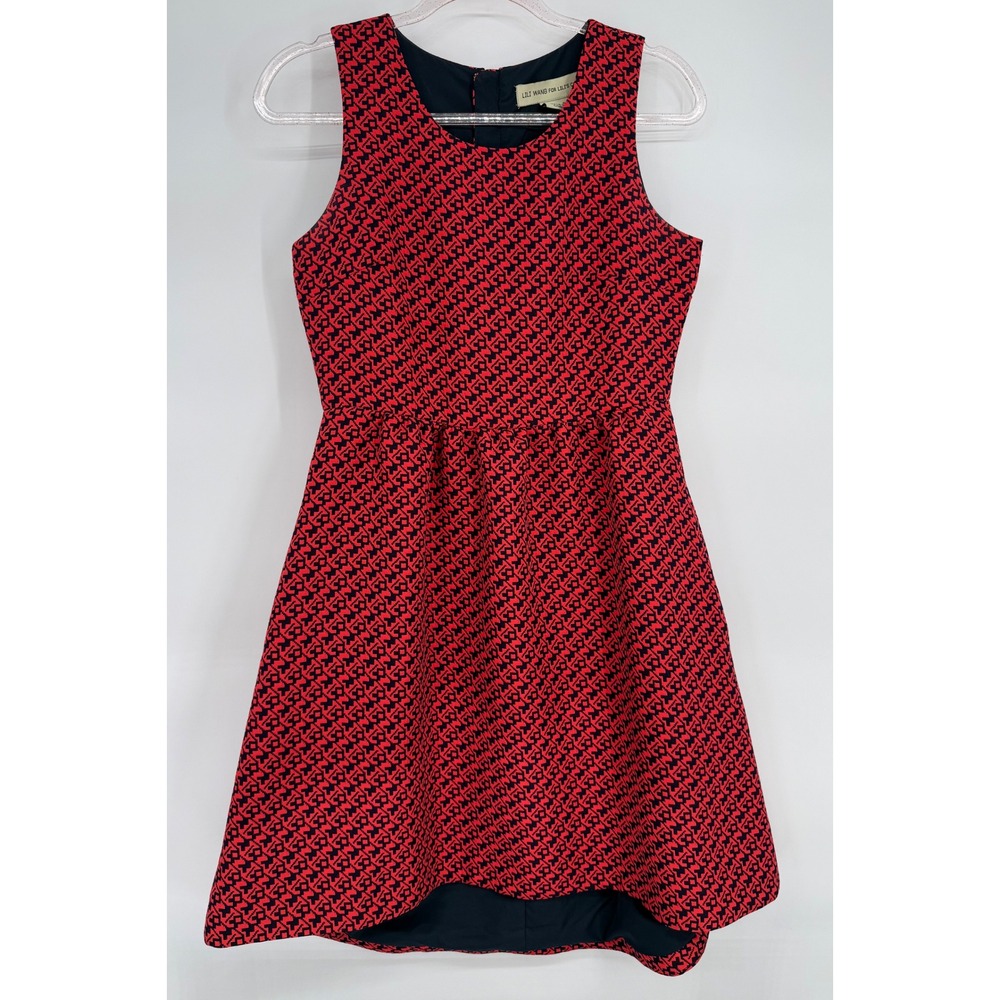 Lili Wang for Lili's Closet Anthropologie Red Geometric Jacquard Dress‎ Sz 8 NEW